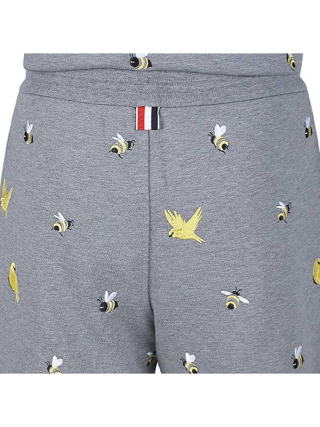 Bird Bee Embroidered Loopback Cotton Sweat Shorts Grey - THOM BROWNE - BALAAN 10