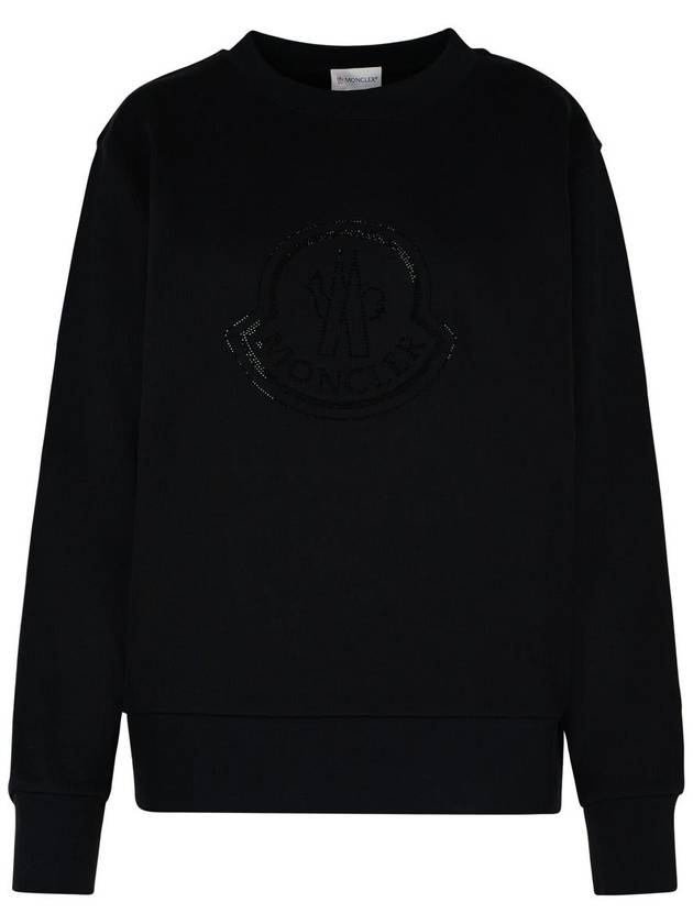 Crystal Logo Sweatshirt Black - MONCLER - BALAAN 2