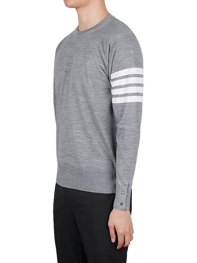 4 Bar Armband Classic Merino Wool Knit Top Light Grey - THOM BROWNE - BALAAN 4