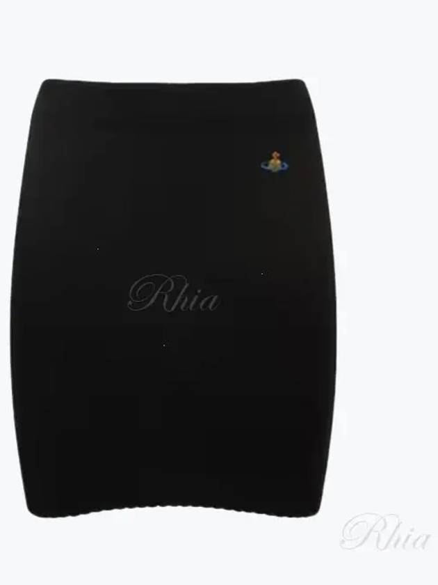 Women's ORB Logo Knit Bea Mini H Line Skirt Black - VIVIENNE WESTWOOD - BALAAN 2