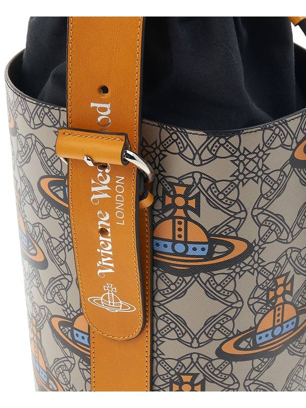 Charlotte Drawstring Leather Bucket Bag ORBmania Print - VIVIENNE WESTWOOD - BALAAN 10