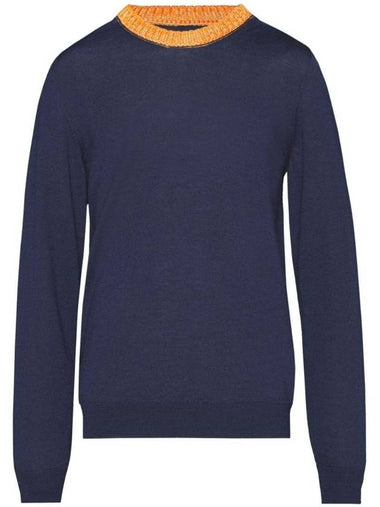 Contrast Collar Wool Knit Top Blue - MAISON MARGIELA - BALAAN 1