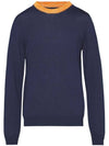 Contrast Collar Wool Knit Top Blue - MAISON MARGIELA - BALAAN 1