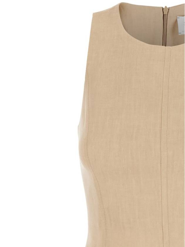 Beige Long Sleeveless Dress In Linen Woman - ELEVENTY MILANO - BALAAN 3