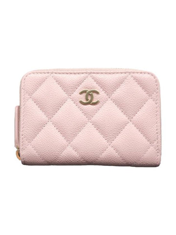 Classic Grained Shiny Calfskin Zipped Coin Wallet Pink - CHANEL - BALAAN 1