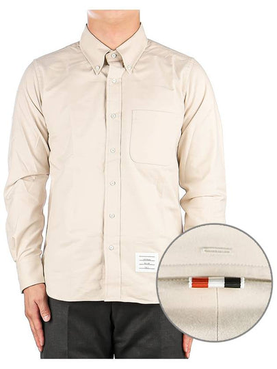 Men's Flannel Back Stripe Straight Fit Cotton Long Sleeve Shirt Beige - THOM BROWNE - BALAAN 2