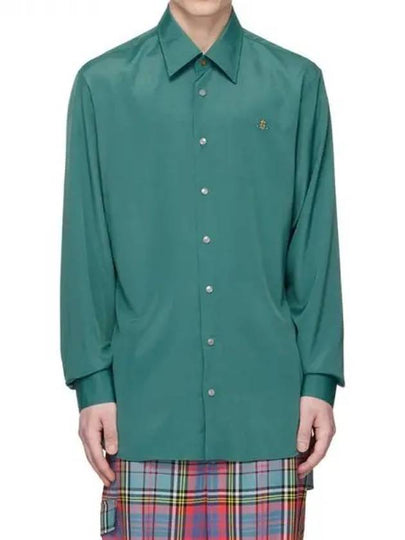 Men's Ghost Embroidered Logo Long Sleeve Shirt Green - VIVIENNE WESTWOOD - BALAAN 2