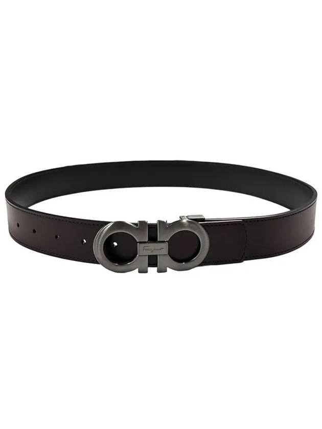 Gancini Reversible Adjustable Leather Belt Black Dark Brown - SALVATORE FERRAGAMO - BALAAN 3