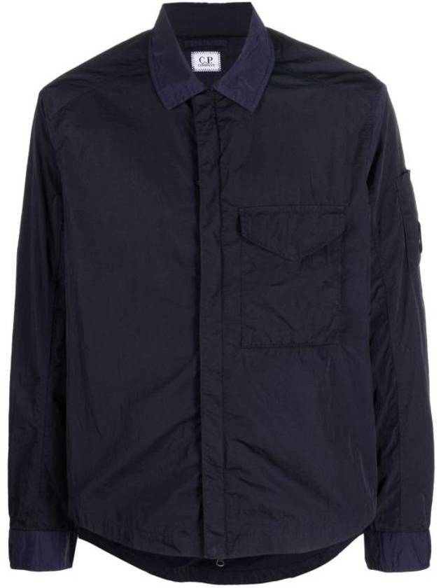 Chrome R Over Long Sleeve Shirt Navy - CP COMPANY - BALAAN.