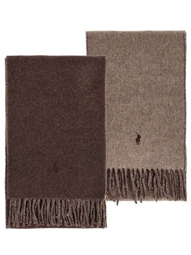 Pony Reversible Fringe Muffler Beige Brown - POLO RALPH LAUREN - BALAAN 2