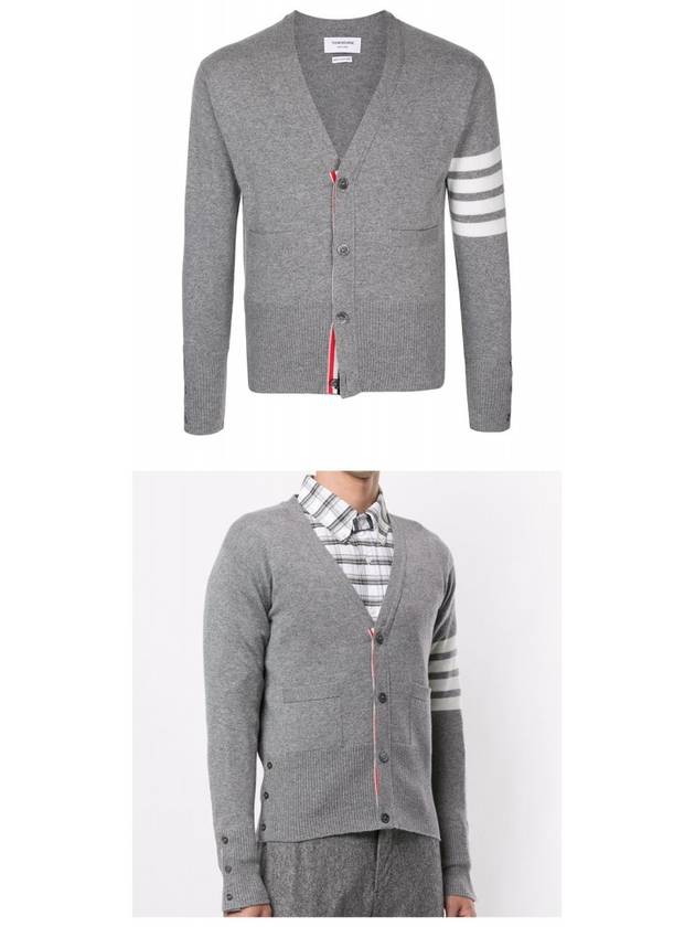 Men's Diagonal Classic Cashmere Cardigan Light Grey - THOM BROWNE - BALAAN 6