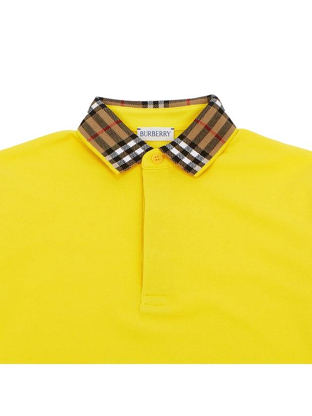 Kids Check Collar Polo Short Sleeve T-Shirt Yellow - BURBERRY - BALAAN 4