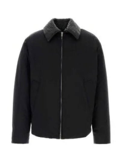 Intrecciato Leather Collar Tech Nylon Puffer Jacket Black - BOTTEGA VENETA - BALAAN 2