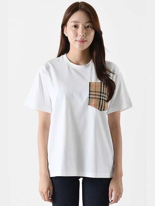 Vintage Check Pocket Cotton Oversized Short Sleeve T-Shirt White - BURBERRY - BALAAN 2