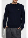 Logo Crew Neck Wool Knit Top Navy - VIVIENNE WESTWOOD - BALAAN 3