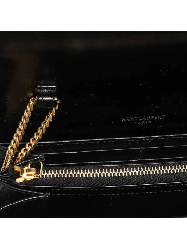 Monogram Chain Glossy Leather Shoulder Bag Black - SAINT LAURENT - BALAAN 5