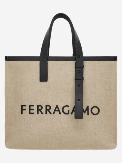 Signature Canvas Tote Bag Natural - SALVATORE FERRAGAMO - BALAAN 2