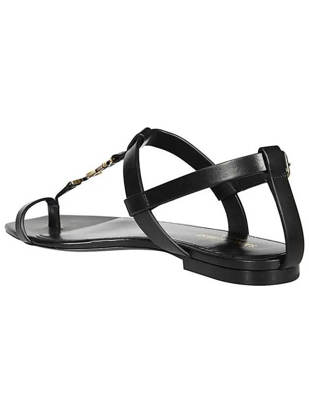 gold Cassandra flat sandals black - SAINT LAURENT - BALAAN.