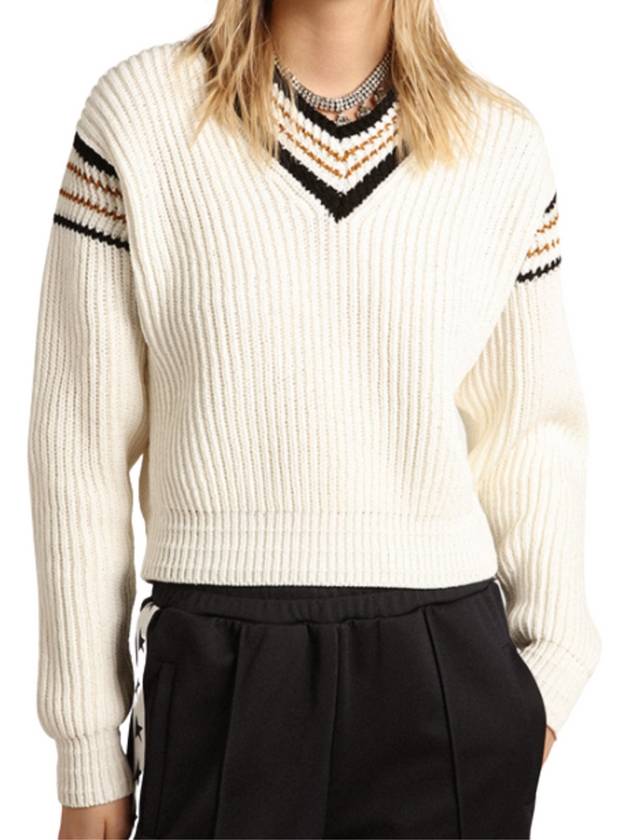 Cotton Basic V-Neck Knit Top White - GOLDEN GOOSE - BALAAN 3