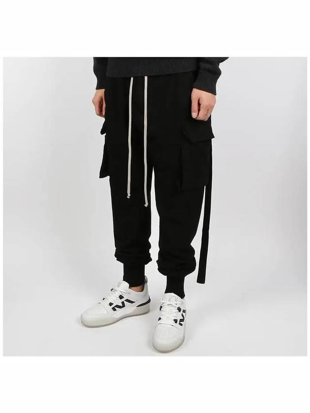 Mastodon Cut Cargo Pocket Cotton Track Pants Black - RICK OWENS - BALAAN 3