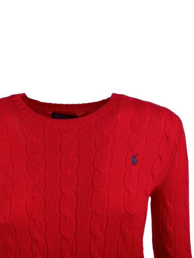 Ralph Lauren Red Wool And Cashmere Cable-Knit Sweater - RALPH LAUREN - BALAAN 3