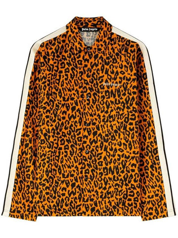 Leopard Print Linen Blend Coat PMBD056S24FAB0022010 - PALM ANGELS - BALAAN 1