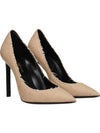 Women's ANJA Canvas Pumps Heel Beige - SAINT LAURENT - BALAAN.