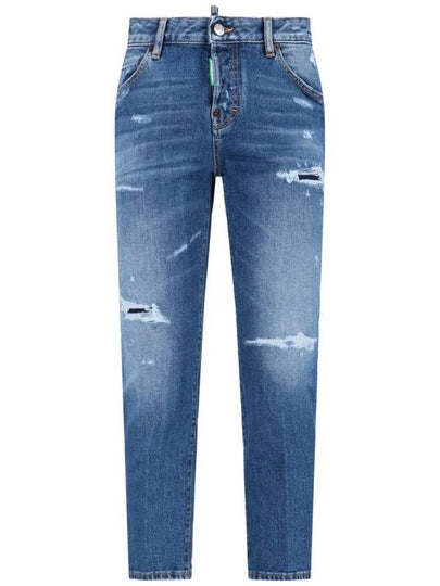 Slim Fit Cropped Jeans Blue - DSQUARED2 - BALAAN 2