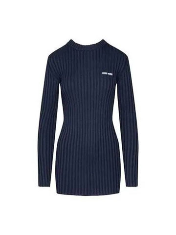 MIU Women s Pullover Slim Mini One Piece Navy MML776 128V - MIU MIU - BALAAN 1