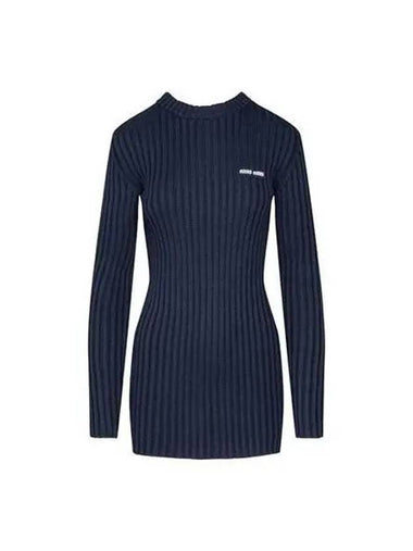 MIU Women s Pullover Slim Mini One Piece Navy MML776 128V - MIU MIU - BALAAN 1