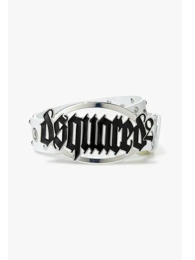 Women s Gothic Logo Buckle Leather Belt White - DSQUARED2 - BALAAN 1