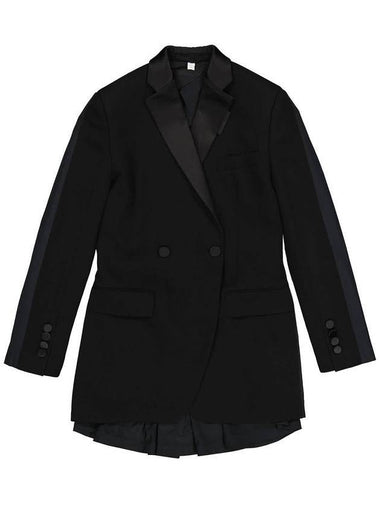 Women's Taffeta Cutout Bag Tuxedo Wool Blazer Jacket Black - BURBERRY - BALAAN 1