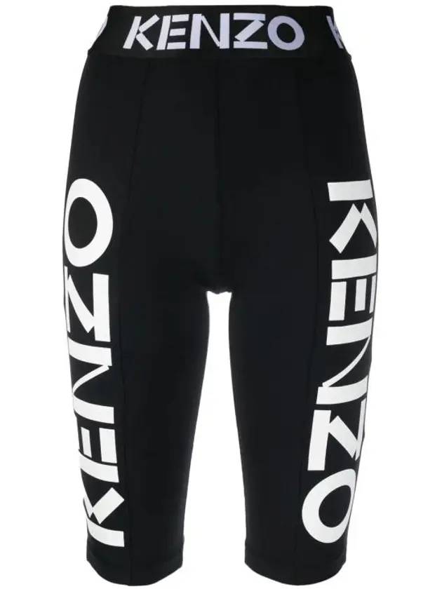 Women's Cycling Logo Print Shorts Black - KENZO - BALAAN 1