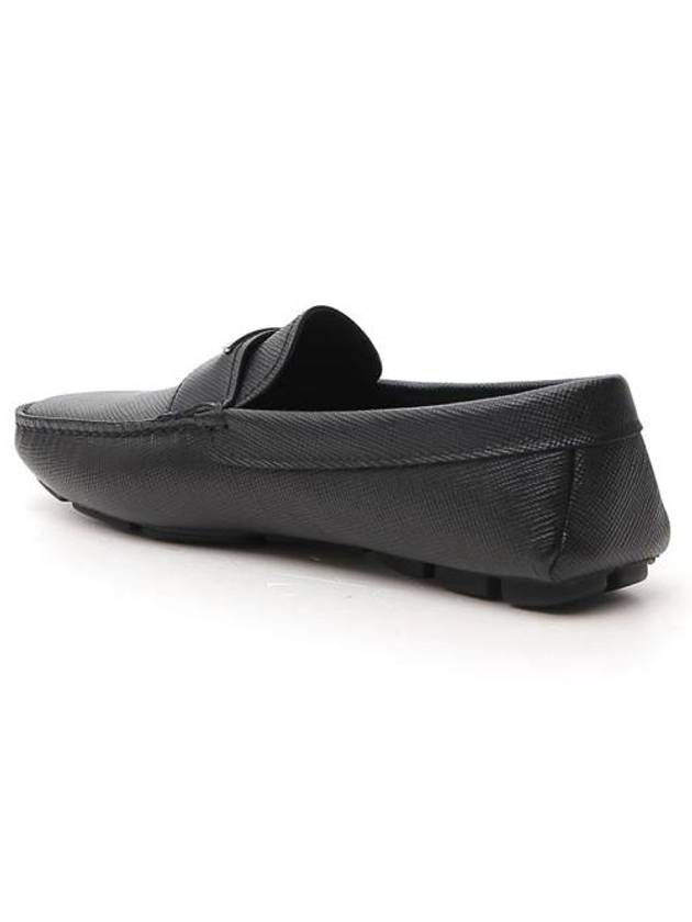 Triangle Logo Saffiano Driving Loafers Black - PRADA - BALAAN 4