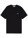 Logo Patch Short Sleeves T-Shirt Black - STONE ISLAND - BALAAN 4