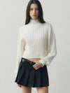 Ribbed mock neck crop knit off white - NOIRER FOR WOMEN - BALAAN 1