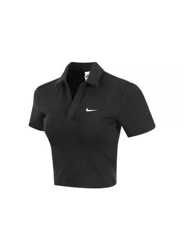 Women's Sportswear Essential Crop Polo Shirt Black - NIKE - BALAAN 2