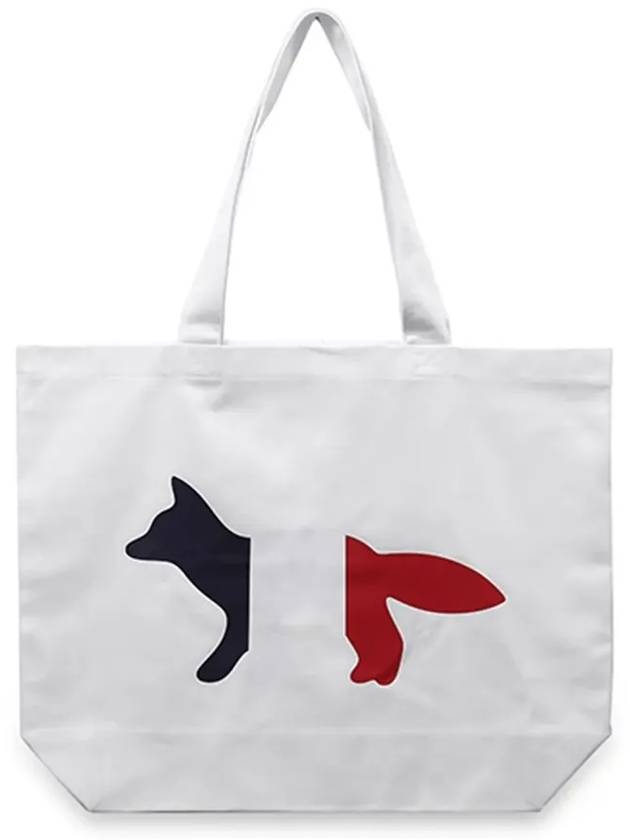 Tricolor Fox Tote Bag White - MAISON KITSUNE - BALAAN 5