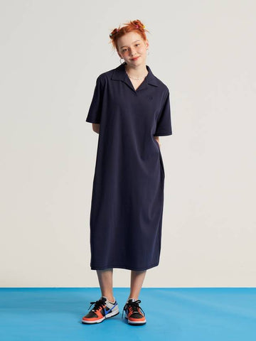 MET Natural Collar Long Dress Navy - METAPHER - BALAAN 1