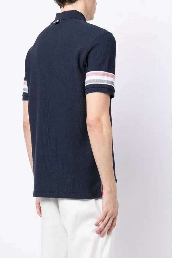 Men's RWB Stripe Cotton Polo Shirt Navy - THOM BROWNE - BALAAN 6