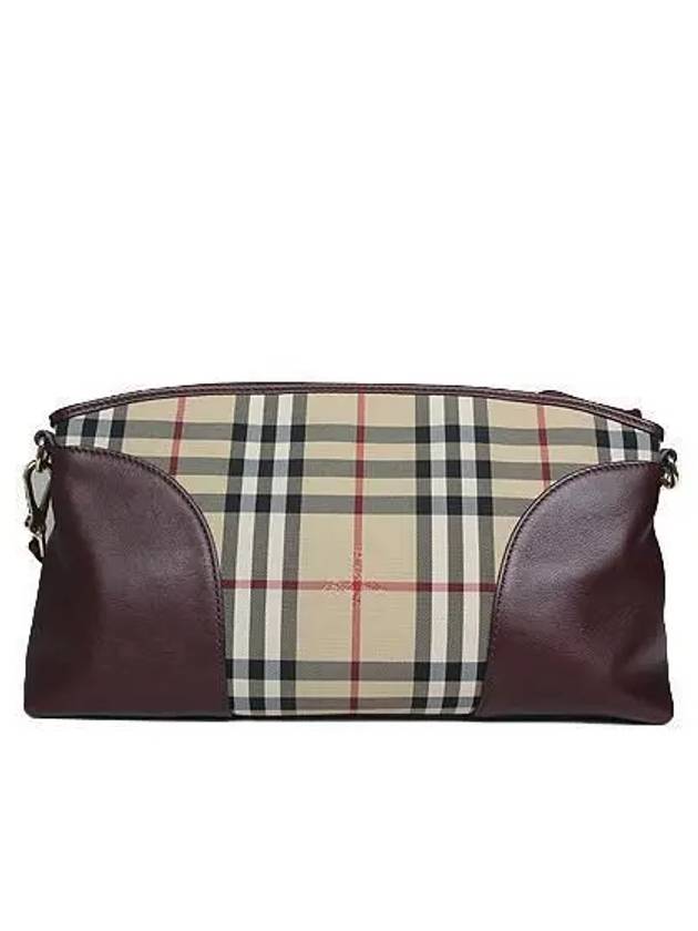 3994662 Classic Check Burgundy Leather Cross Bag - BURBERRY - BALAAN 3