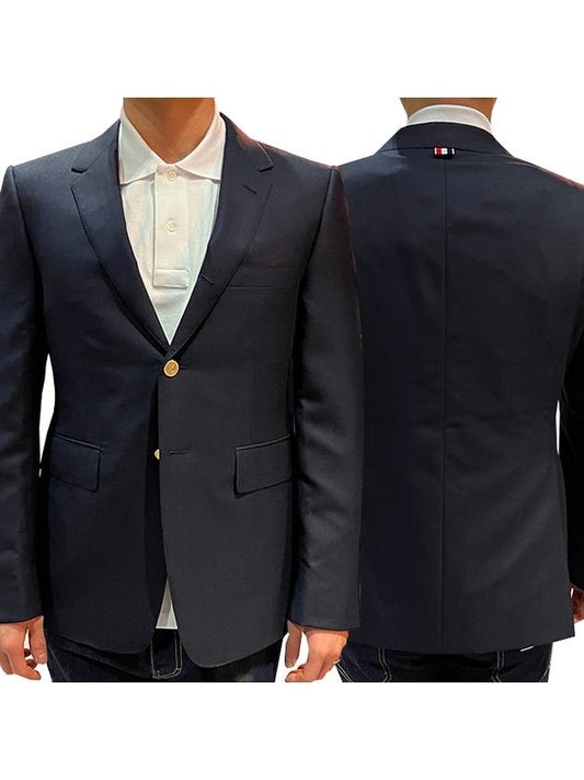 Super 120S Wool Twill Single Breasted Classic Jacket Navy - THOM BROWNE - BALAAN 2