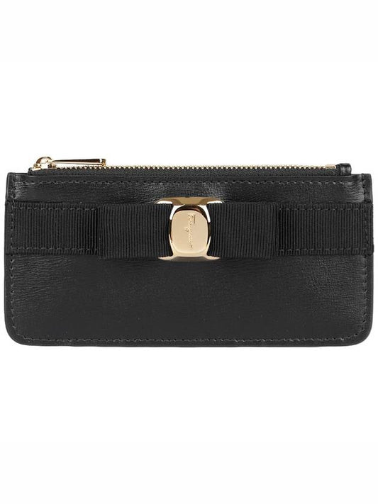 New Vara Bow Zipper Card Wallet Black - SALVATORE FERRAGAMO - BALAAN 2