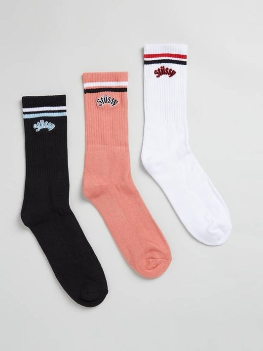 Striped Logo Socks 3-Pack Set - STUSSY - BALAAN 2