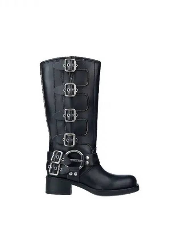 Buckle detail leather boots - MIU MIU - BALAAN 1