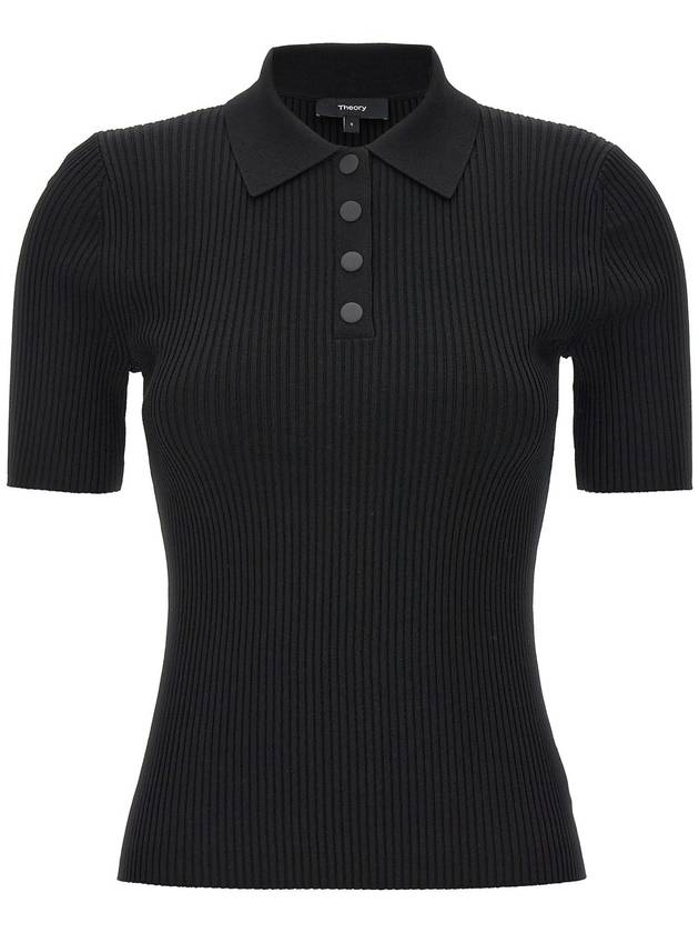 Ribbed Crepe Knit PK Shirt Black - THEORY - BALAAN 2