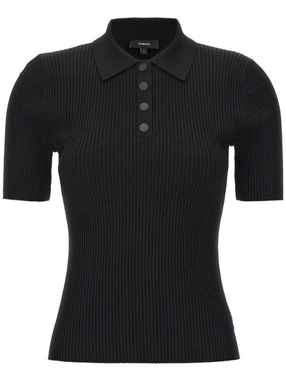 Ribbed Crepe Knit PK Shirt Black - THEORY - BALAAN 2