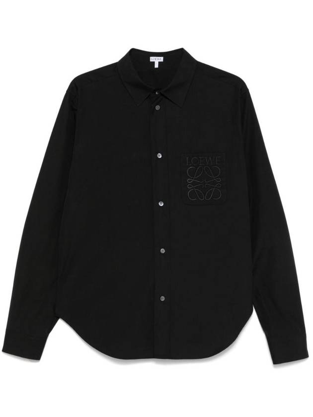 Anagram Embroidered Cotton Long Sleeve Shirt Black - LOEWE - BALAAN 1