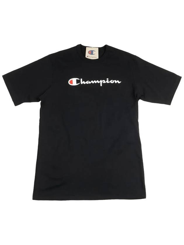 Heritage Shorts Direct Flock Script Short Sleeve T Shirt Black GT19 Y07954 BKC - CHAMPION - BALAAN 3