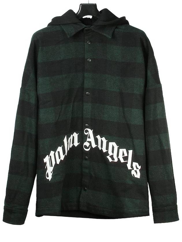 Men's hoodie logo overshirt jacket PMGA042 FAB001 5701 FOREST GREEN WHITE PLC023 - PALM ANGELS - BALAAN 1